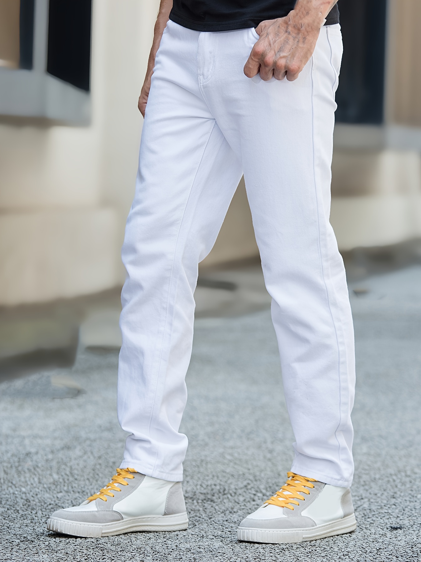 Men's White Straight Jeans - Temu Canada