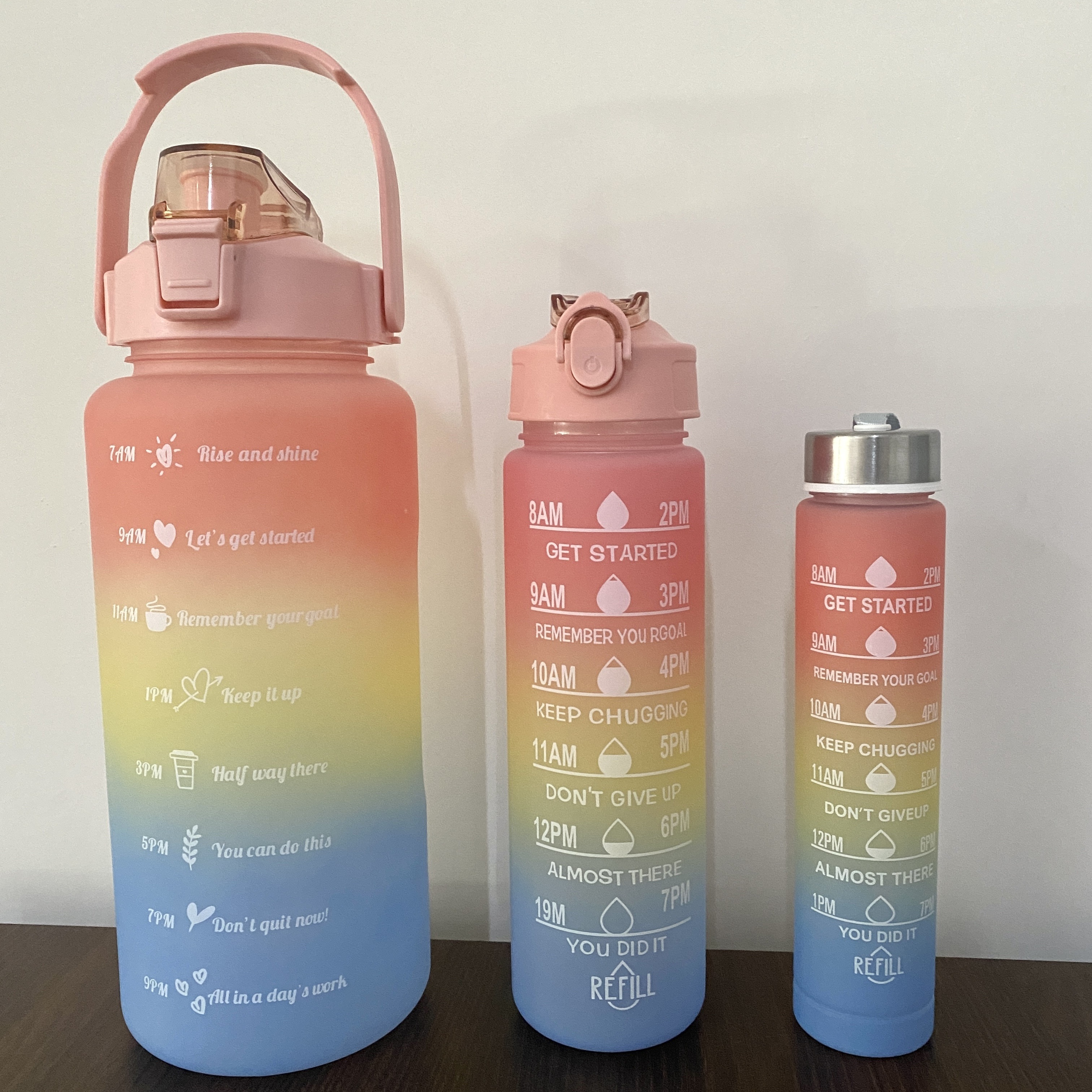 Motivational Gradient Water Bottle With Time Marker And - Temu