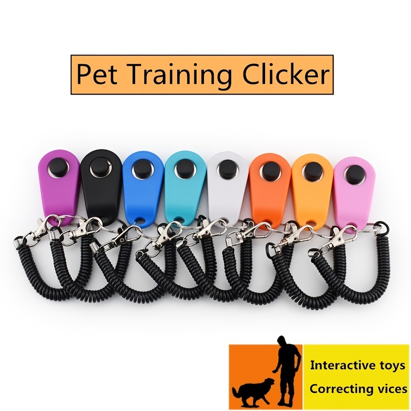 1pc Light Blue Plastic Pet Training Clicker With Wristband, Sound Keychain  Dog Whistle, Large Button Pet Behavior Training Device