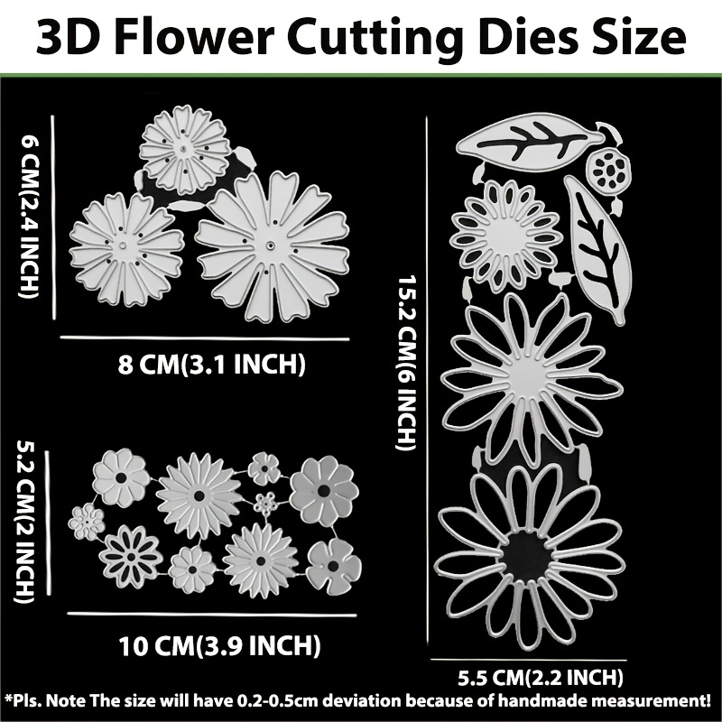 18Pcs Flower Metal Cutting Dies for Card Making, 3D Flowerpot Flower Leaf  Die Cuts Carbon Steel Flowers Leaves Cutting Die Embossing Stencils for DIY