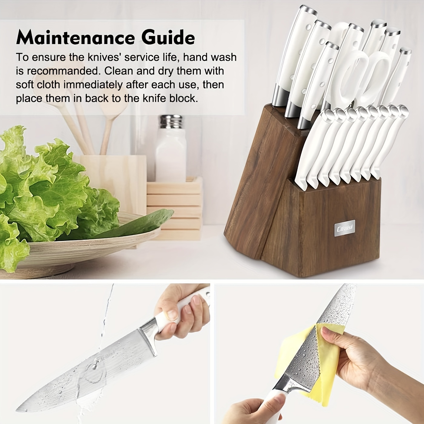 Knives Set, Kitchen Knife Set With Block, Germany High Carbon Stainless  Steel Chef Knife And Block Set, Knives Set For Kitchen With Sharpener,  Kitchen Gadgets, Cheap Items - Temu