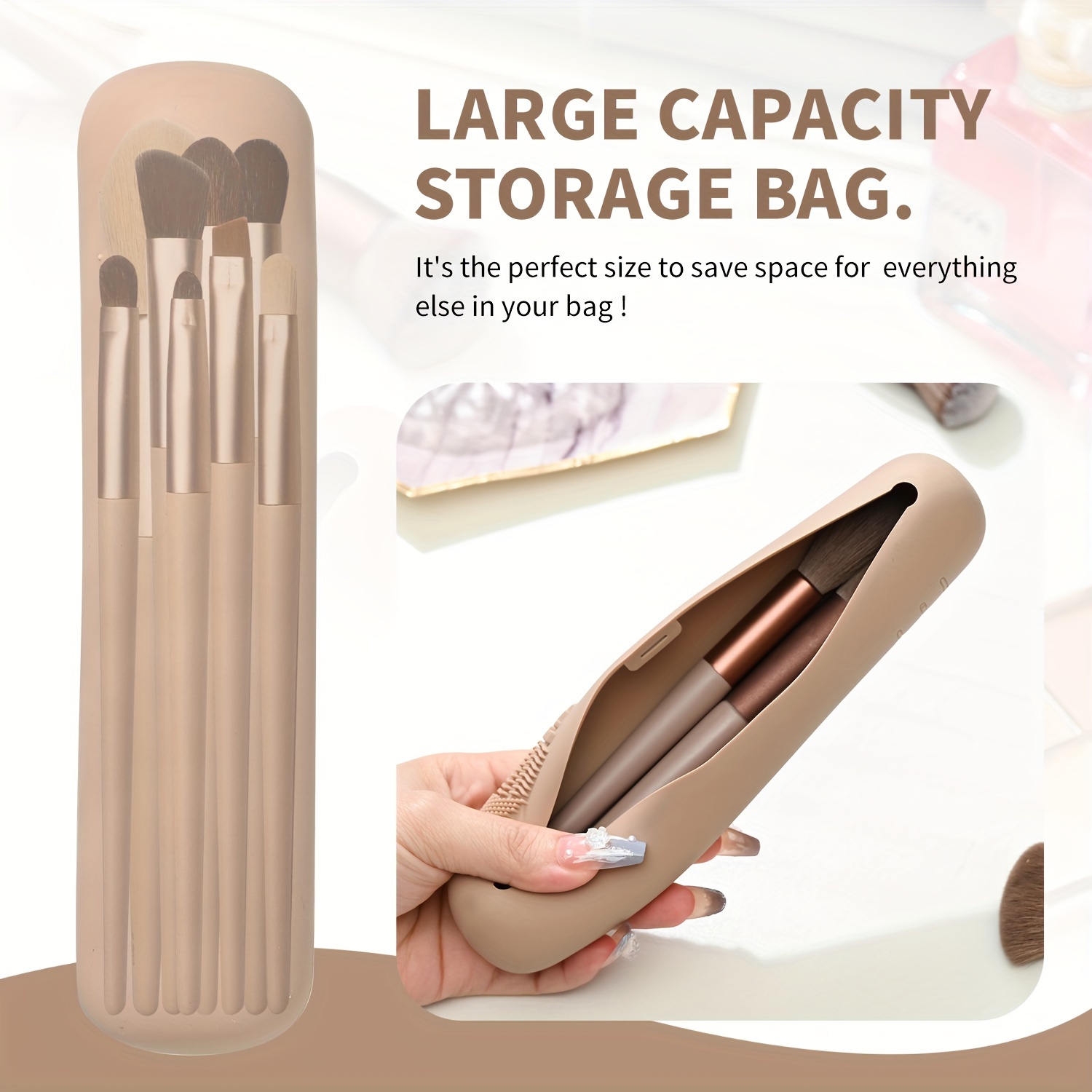 Travel Makeup Brush Holder with Strong Magnetic Buckle, Silicone