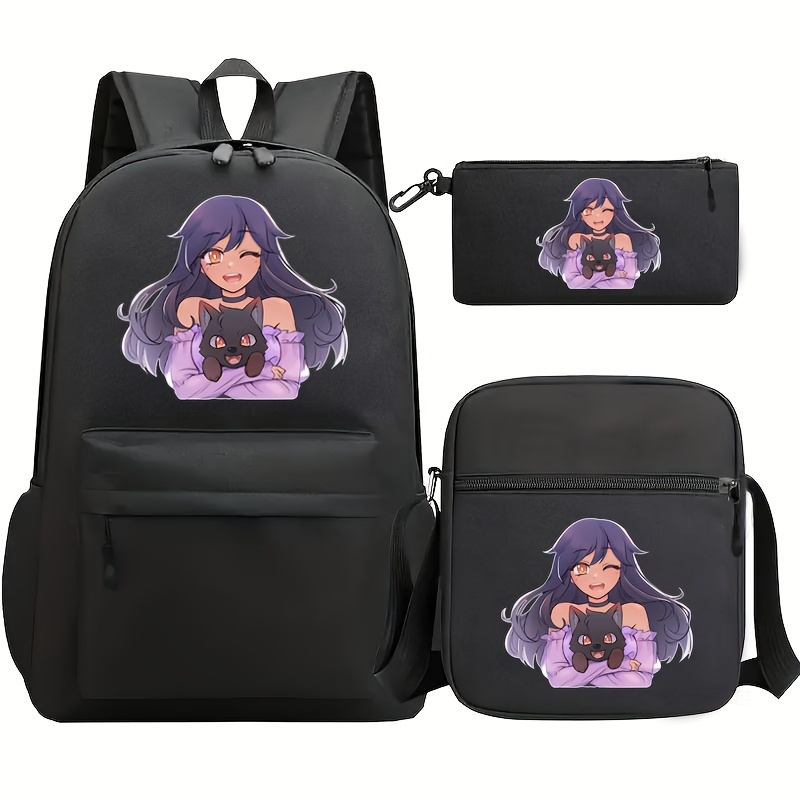 3pcs/set Aphmau Printed Backpack Set With Shoulder Bag Pencil Case
