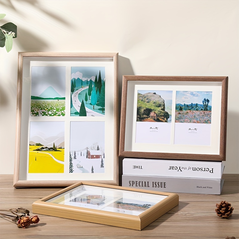 Marcos de fotos redondos de madera, soporte de fotos montado en la pared,  regalo creativo, bricolaje, decoración del hogar