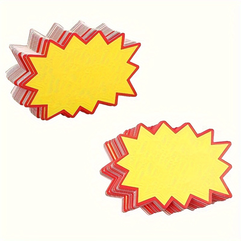 100pcs Sticker Tags Signs for Shops Logo Retail Display Sales Tags Blank  Retail Signs Retail Tags neon Sign Star Cards Paper tag Retail Paper Lables