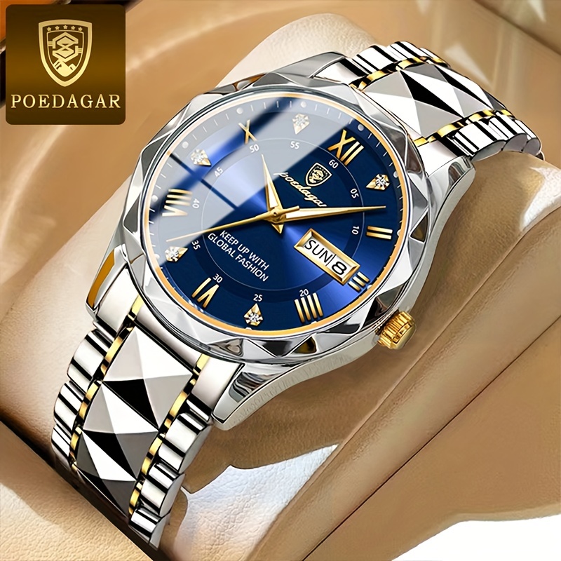 Fashion Mens Watches Men Business Stainless Steel Quartz Wrist Watch Man  Casual Leather Watch Luminous Clock relogio masculino