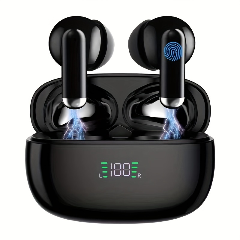Wireless Earbuds Bluetooth V5.3 Headphones 50H Playback Deep Bass Stereo  Ear Buds with LED Power Display Charging Case IPX7 Waterproof Earphones  with