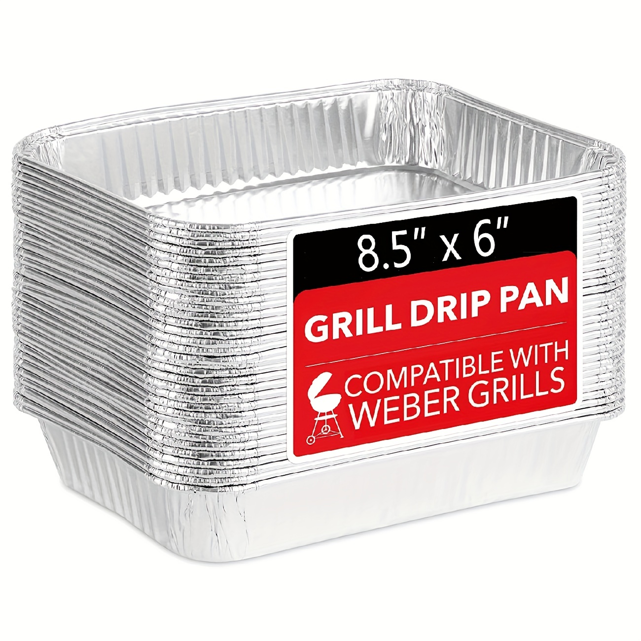 Weber Large Aluminum Foil Drip Pans, 10 Pack