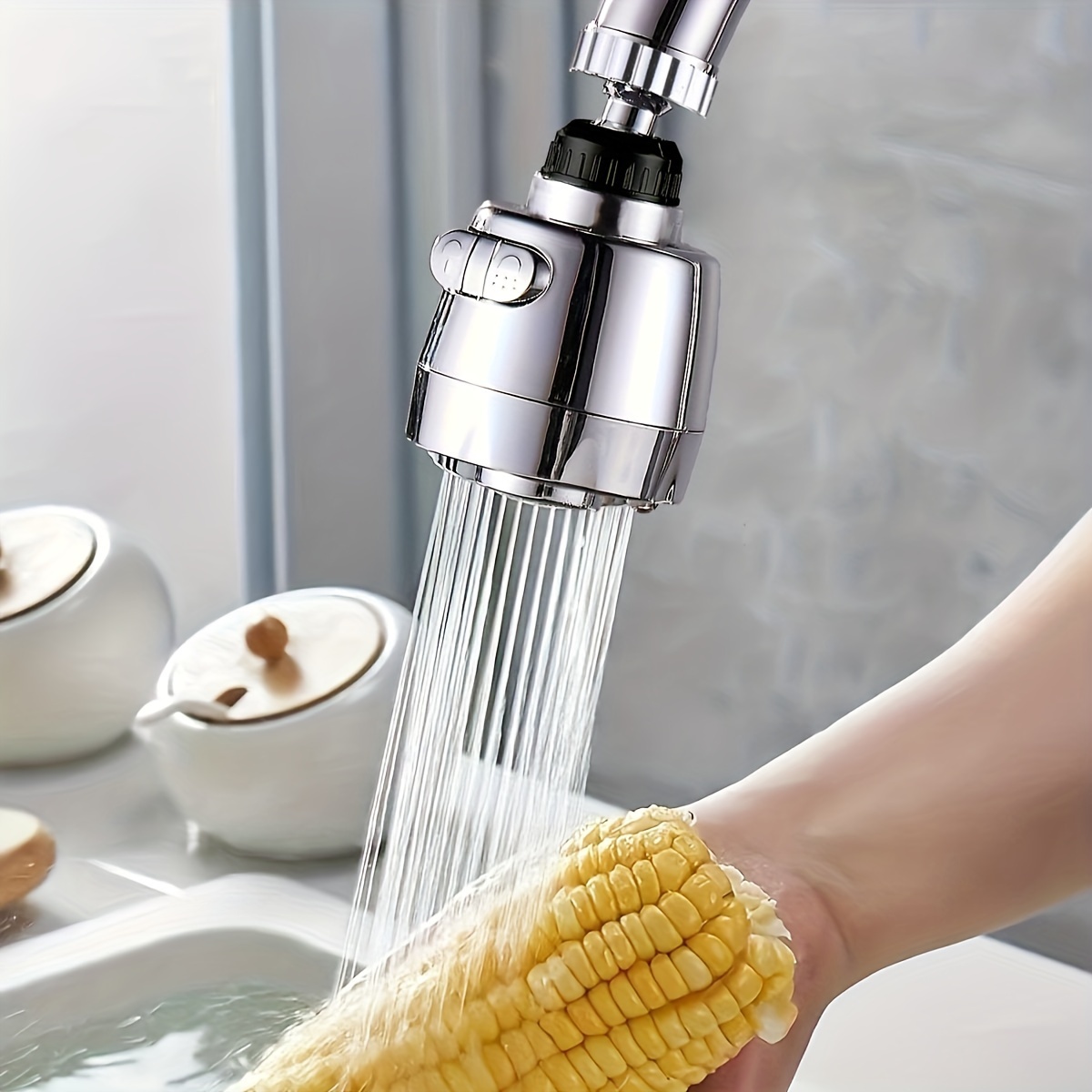 

1pc Aerator With 2 Short Gears, Universal Faucet Extender, Shower Booster Filter, Extension Aerator, Splash-proof Water-saving Extender