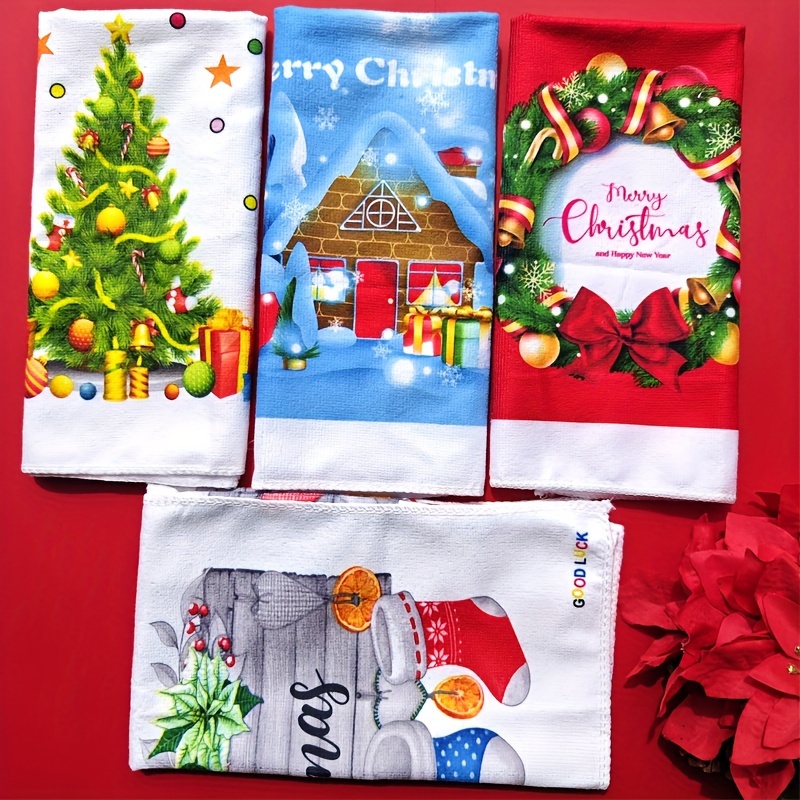 Polyester Scouring Pad, Christmas Theme Snowflake Deer Pattern Kitchen  Towels, Dish Towels Bathroom Hand Towels, Soft Absorbent Tea Towels, Kitchen  Supplies, Christmas Decor - Temu