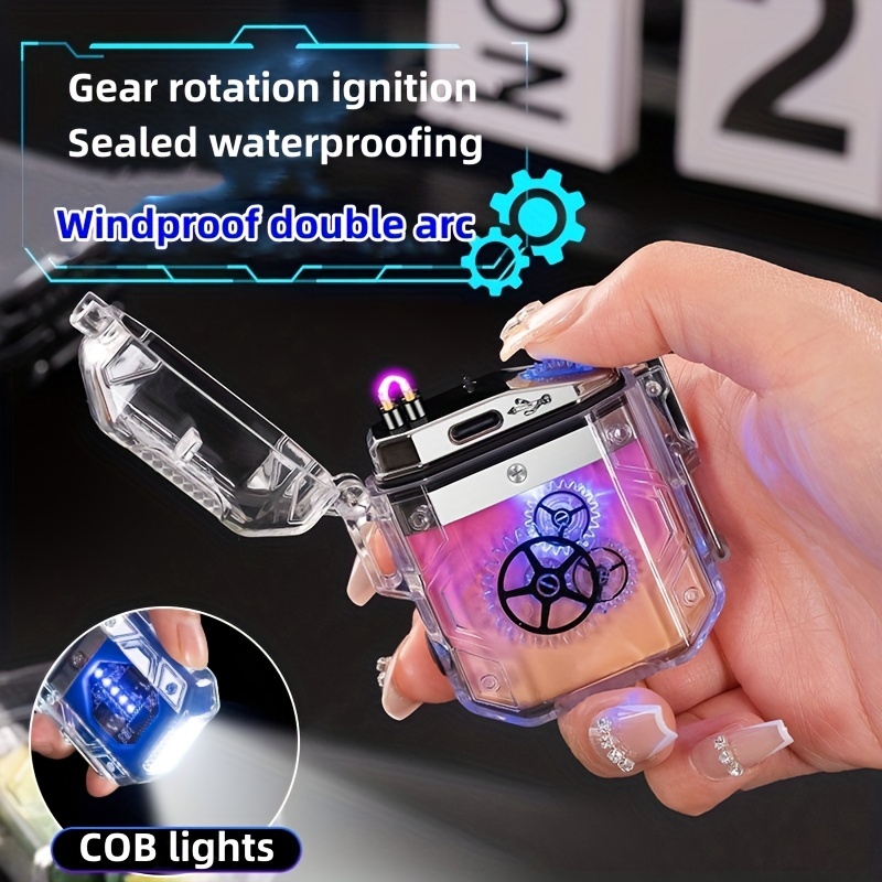 Transparent Waterproof Electric Lighter Windproof Outdoor Cool Gadgets  Technology Smart USB Rechargeable ARC Plasma Lighters