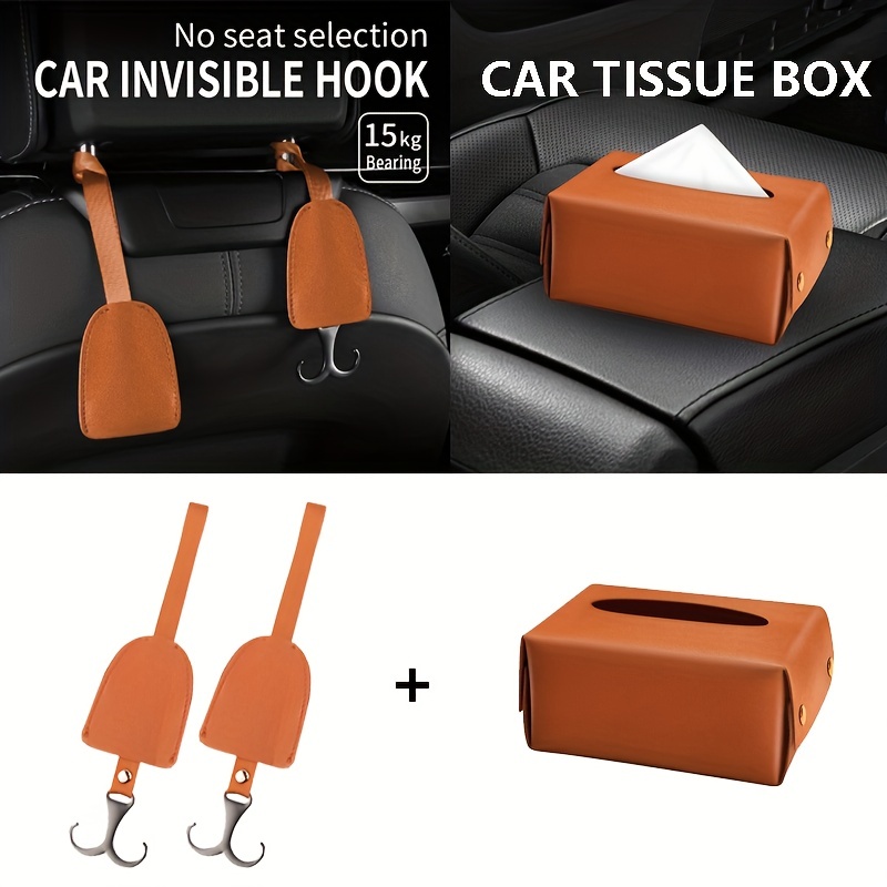 Multifunctional Car Tissue Box Suede Pu Leather Tissue Box - Temu