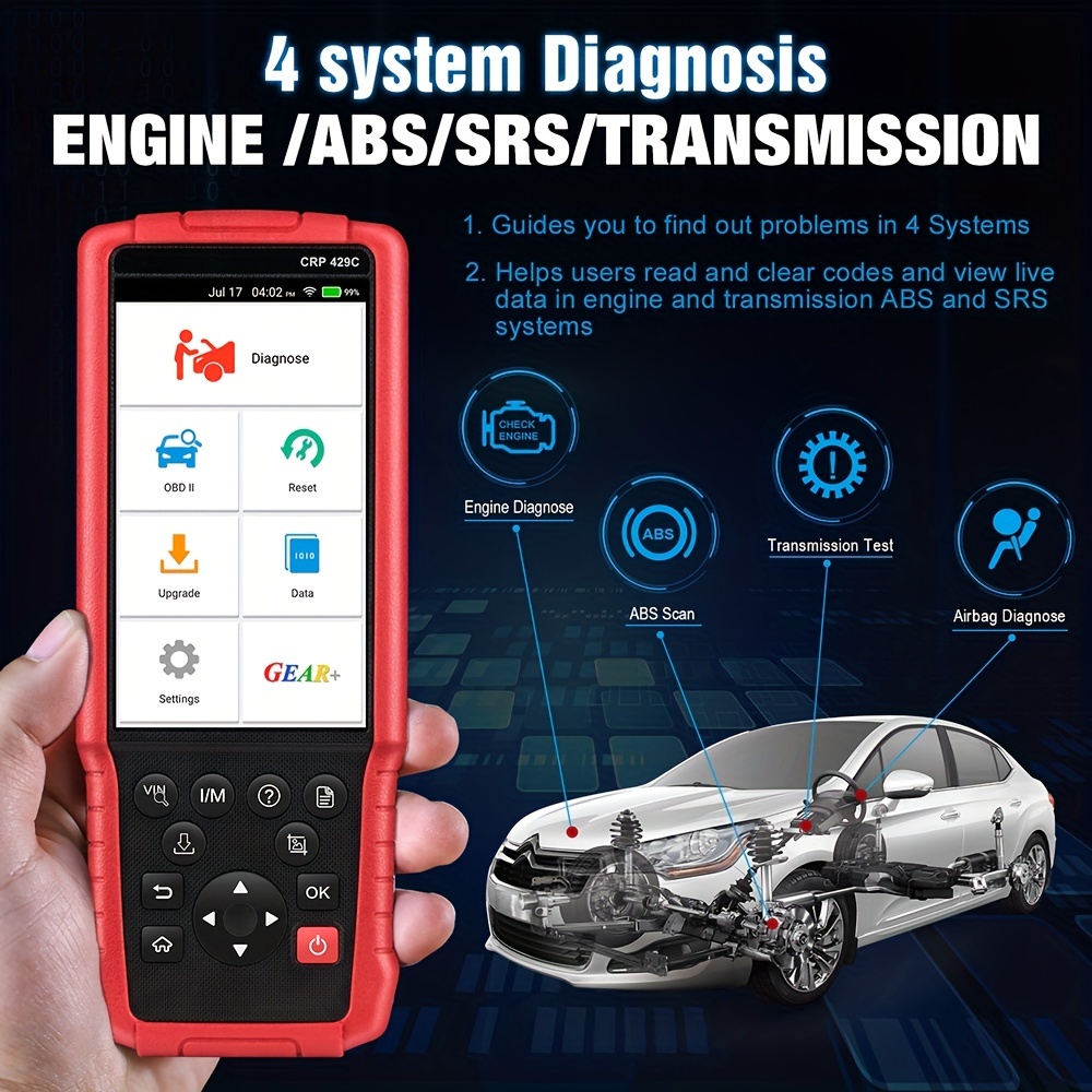 Launch X431 Crp Car Obd2 Diagnostic Tools Automotive Obd Scanner Abs Srs  Airbag Engine At Sas Oil Brake Reset Lifetime Free Update - Temu