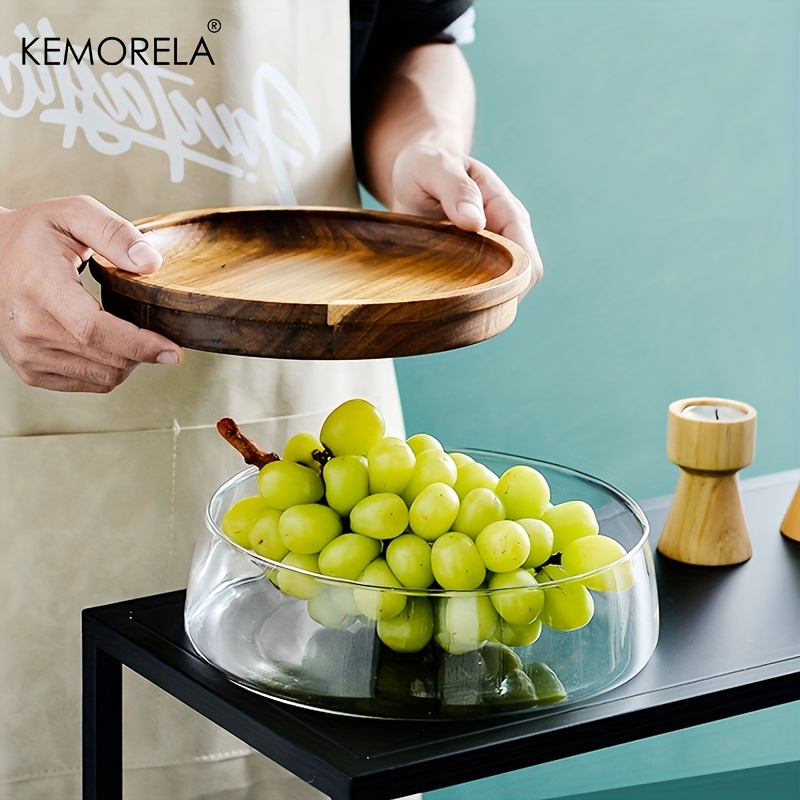 Wooden Trays Glass Bowl Nuts Fruits Food Container Cereals - Temu