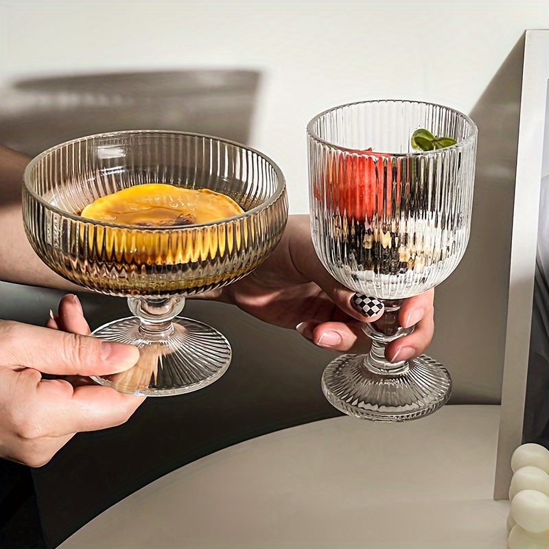 URMAGIC Vertical Stripe Cocktail Glass, 8.8 Oz Dessert Cup,Glass Ice Cream  Cup,1 Pcs Beverage Glasse…See more URMAGIC Vertical Stripe Cocktail Glass