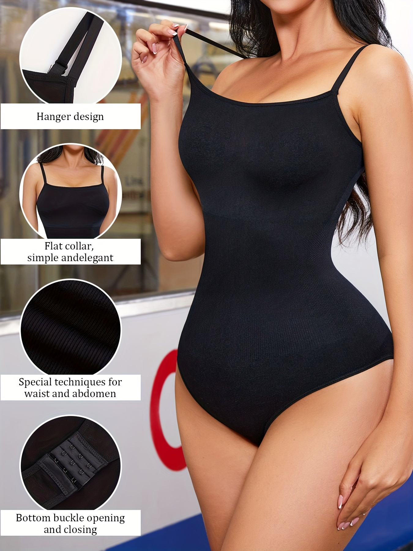 Black Seamless Shaping Bodysuit, Tummy Control All-match Sleeveless Body  Shaper, Women's Underwear & Shapewear