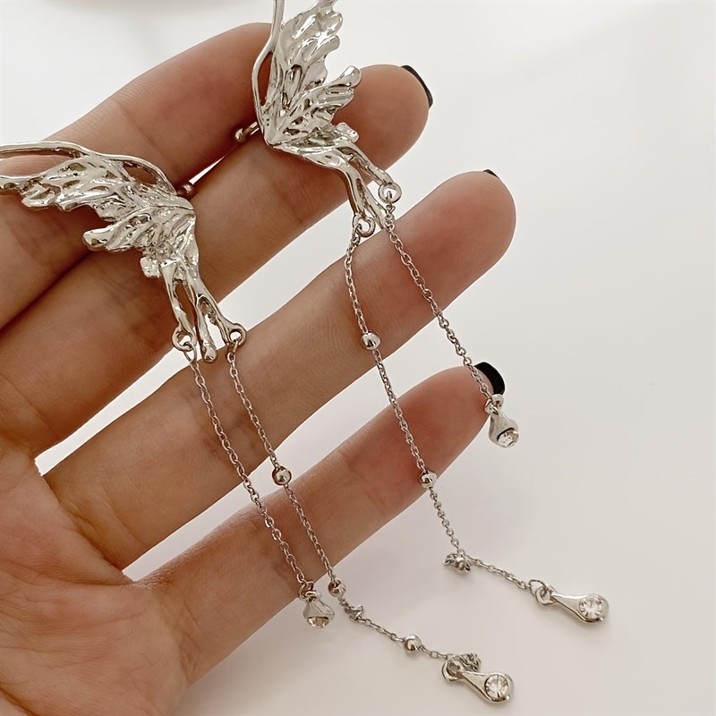 Crystal Butterfly Tassel Ear Cuff Earrings for Women/Girls in Gold and  Silver