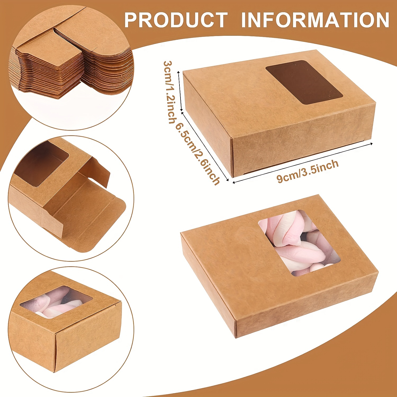  60 Pcs Kraft Soap Box with Window Soap Boxes for