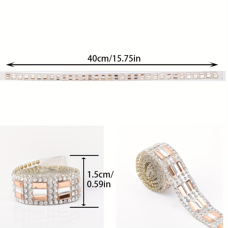 3x7 Glass Flash Rhinestone Strip Self-Adhesive for Crafts