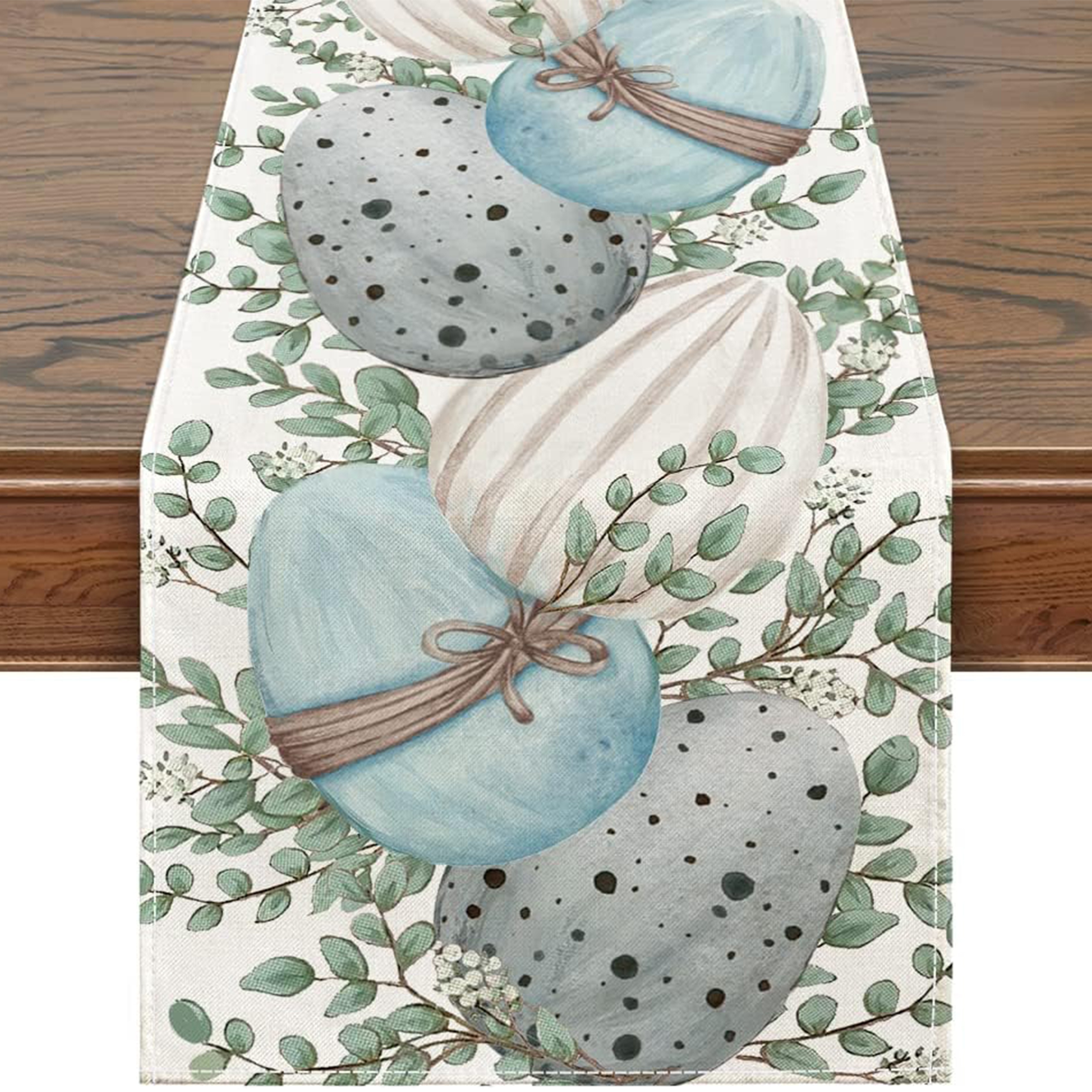 Image of 1pc Easter Table Runner, Easter Eggs Decorations Runner For Table Seasonal Spring Holiday Decor For Indoor Outdoor Dining Table Decorations 13 X 48 Inch/13 X 72 Inch/13 X 108 Inch