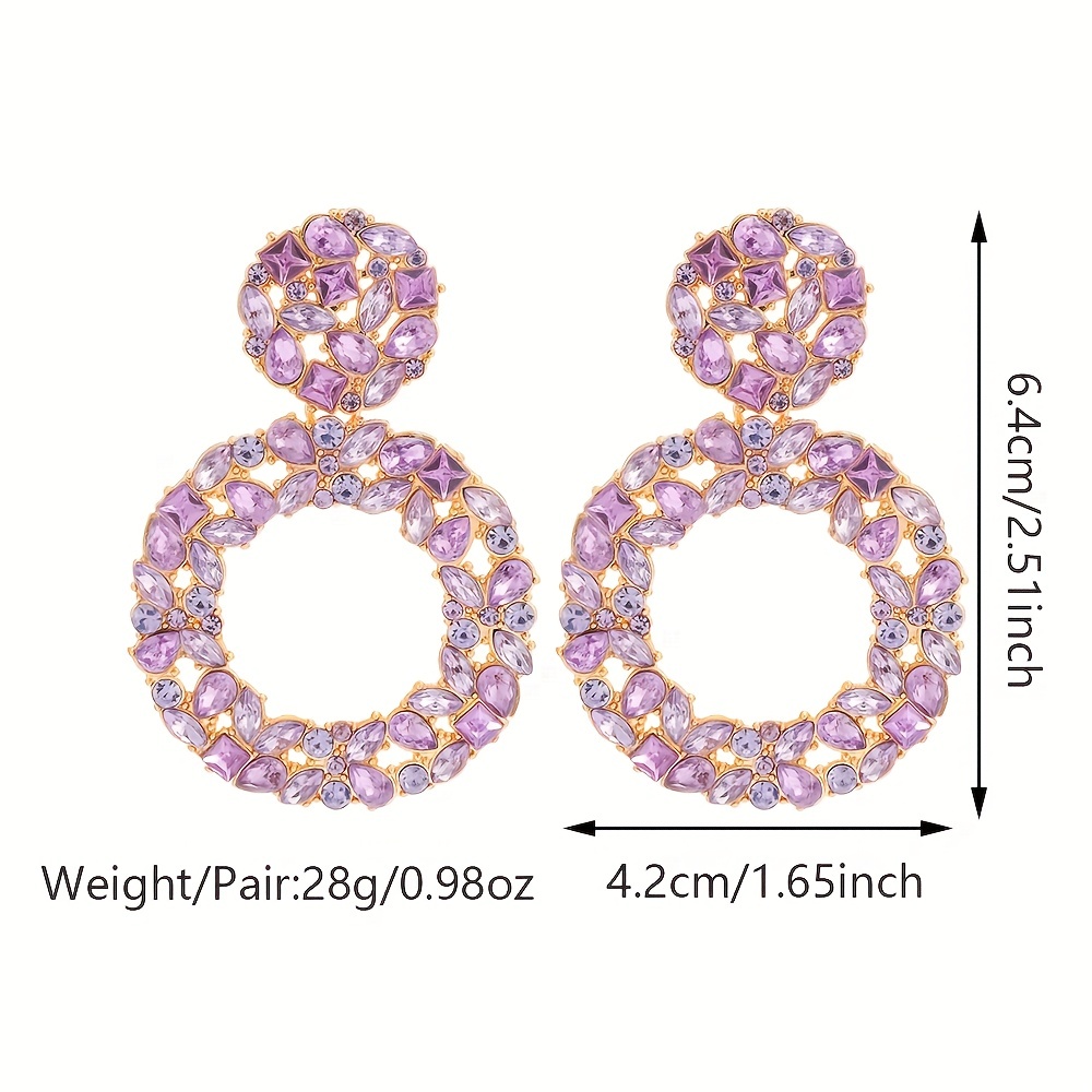 Exaggerated Rhinestone Round Dangle Earrings