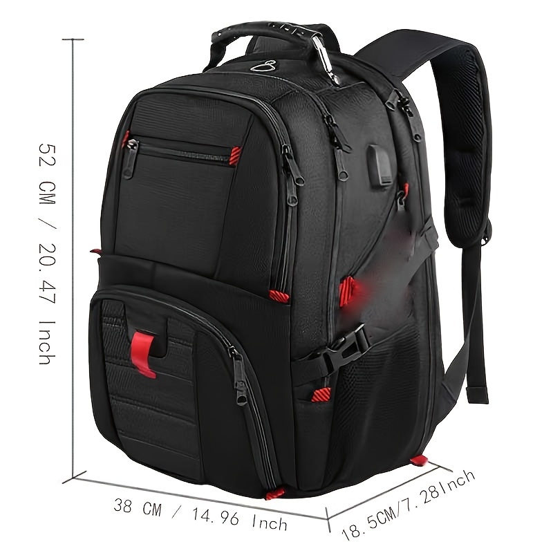1pc Large Capacity Travel Backpack with USB Charging Port - Water Resistant Hiking Bag for 17-inch Laptop and Sports Gear