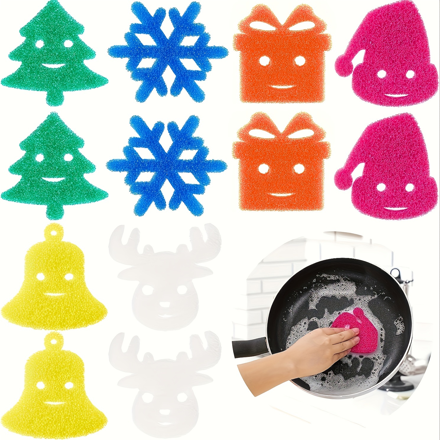 Christmas Pattern Cleaning Sponge Kitchen Dishwashing Sponge - Temu