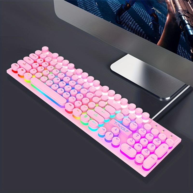 Teclado silencioso Ajazz DKS100, teclado de jogos DOUYU branco  retroiluminado com membrana de sensação mecânica, 104 teclas com fio para  escritório de jogos e digitação, Preto