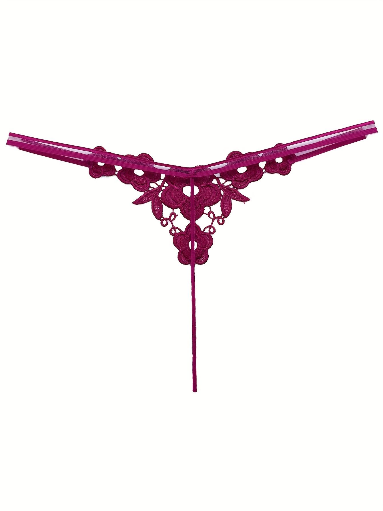 Floral Lace Thongs Open Crotch Faux Pearl Panties Women's - Temu Canada