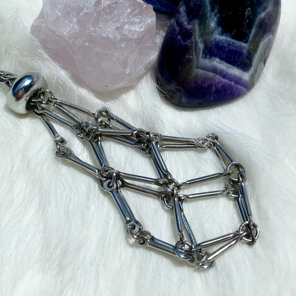 Silver Color Crystal Holder Cage Necklace Interchangeable Stone