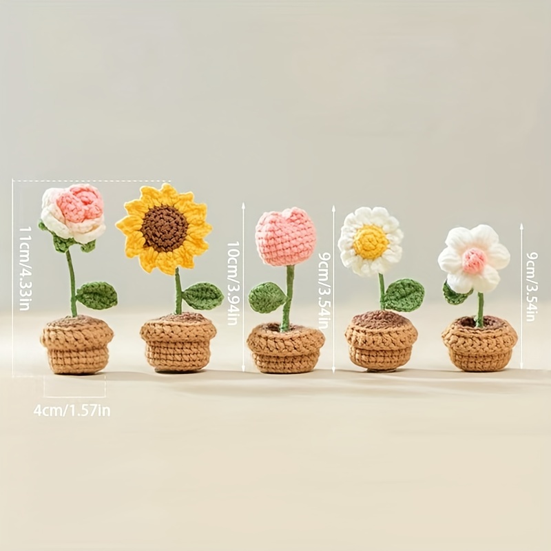 1pc Handmade Crochet Flower Bonsai, Crochet Gift Decoration For Home, Car, Office, Etc., Creative Gift