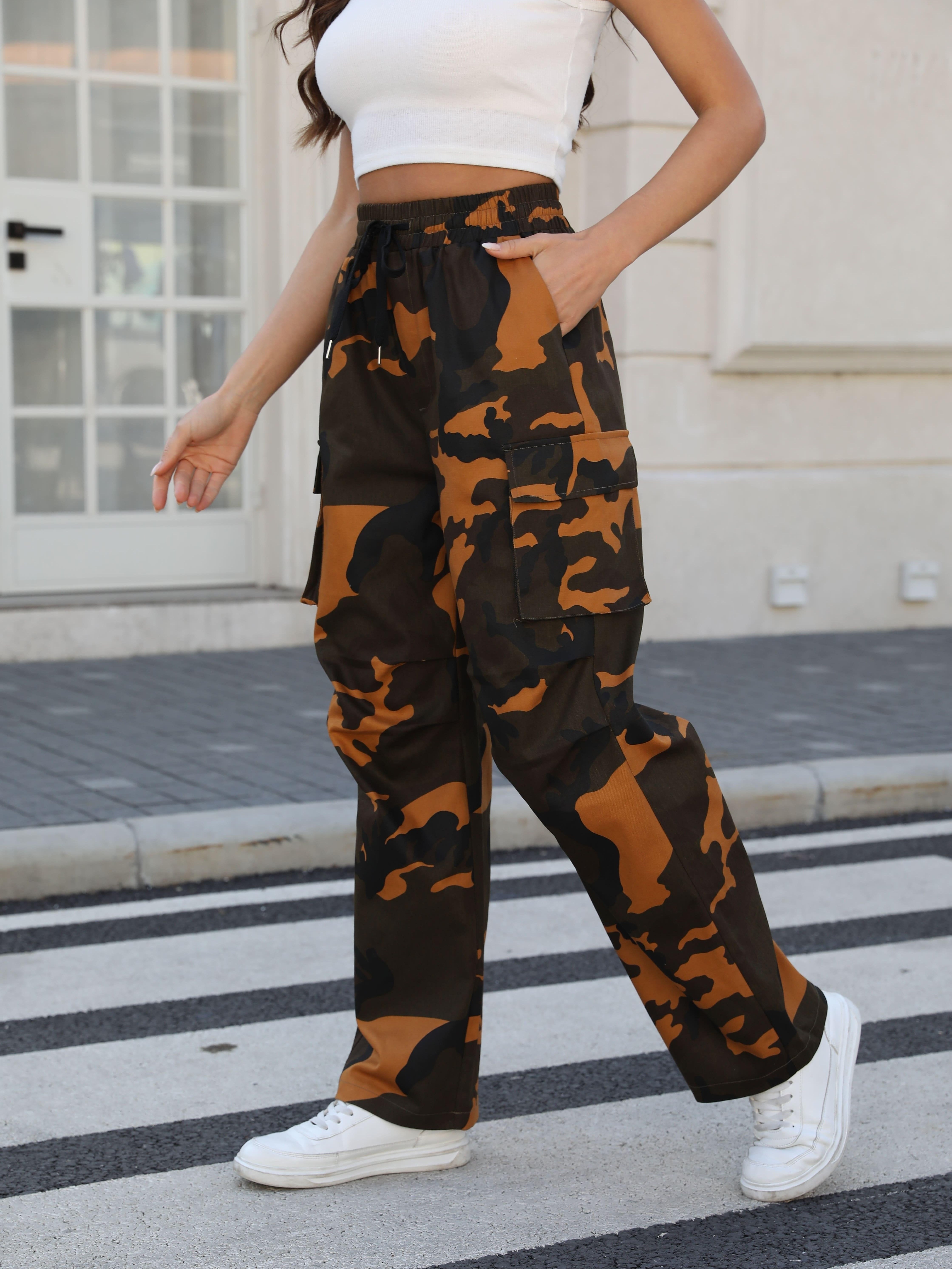 Cropped Capri Pants With Pockets Wide Leg Casual Cargo Pants Women