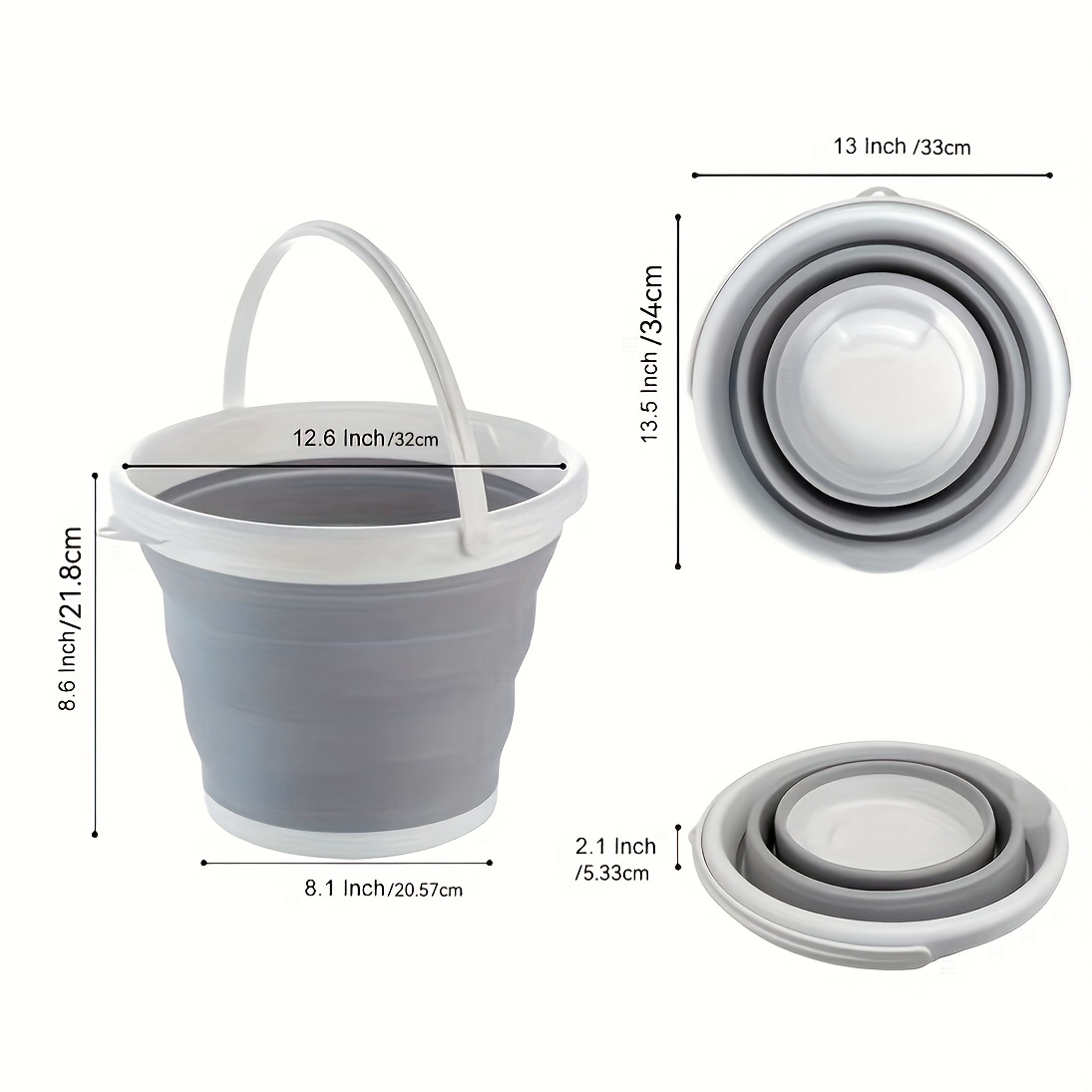 Collapsible Bucket with 1.32 Gallon (5L), Small Plastic Bucket for