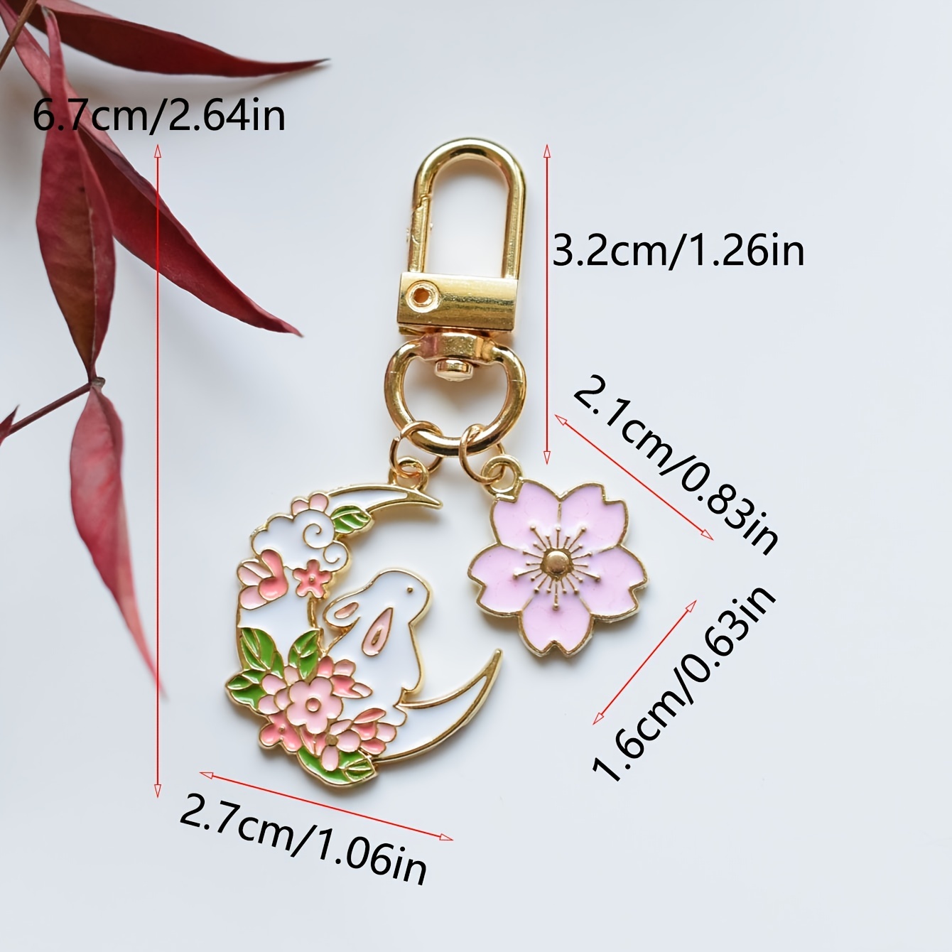 Lovely Pink Sakura Rabbit Cat Keychain, Cute Bag Pendant