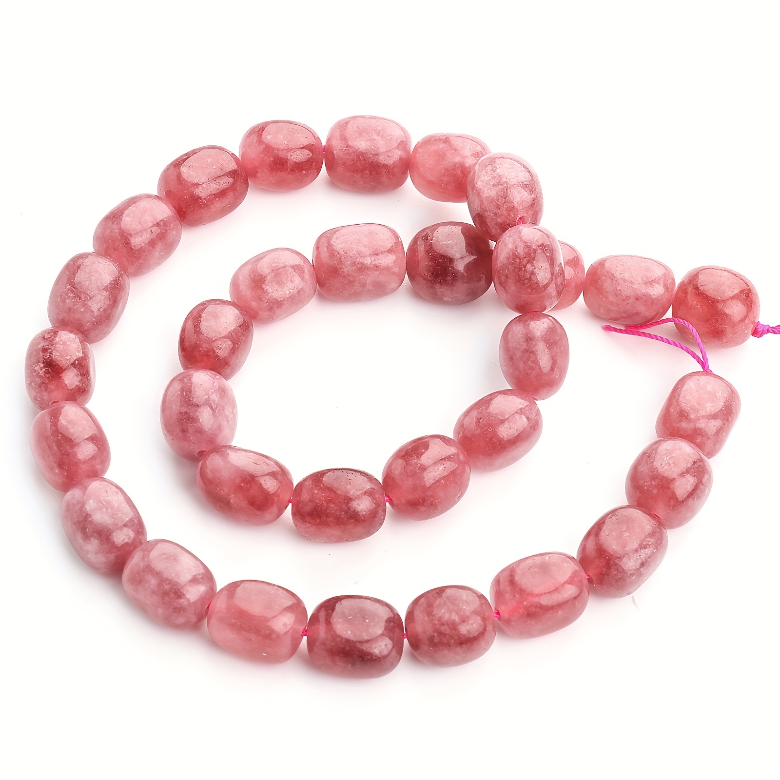 Diy Loose Stone Beads Strawberry Rose Quartz Irregular Shape - Temu