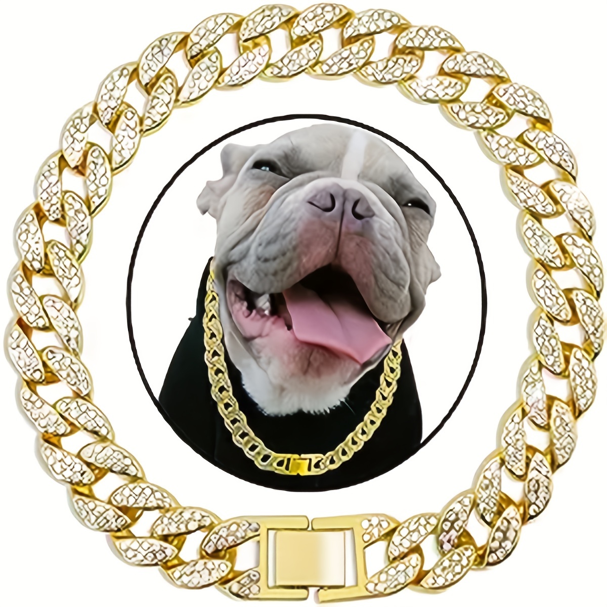 Luxury Cat Gold Chain Collar Elegant Rhinestone Buckle Xmas Dog Puppy  Necklace