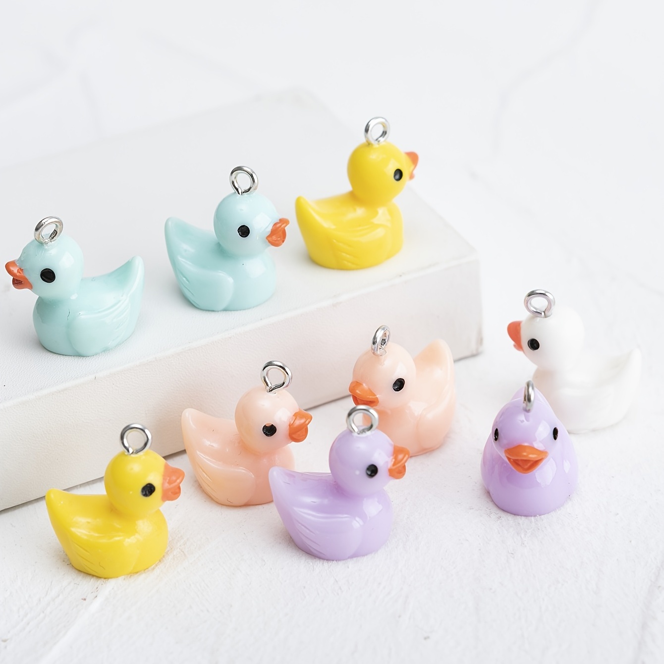 10pcs Duck Resin Earring Charms for DIY