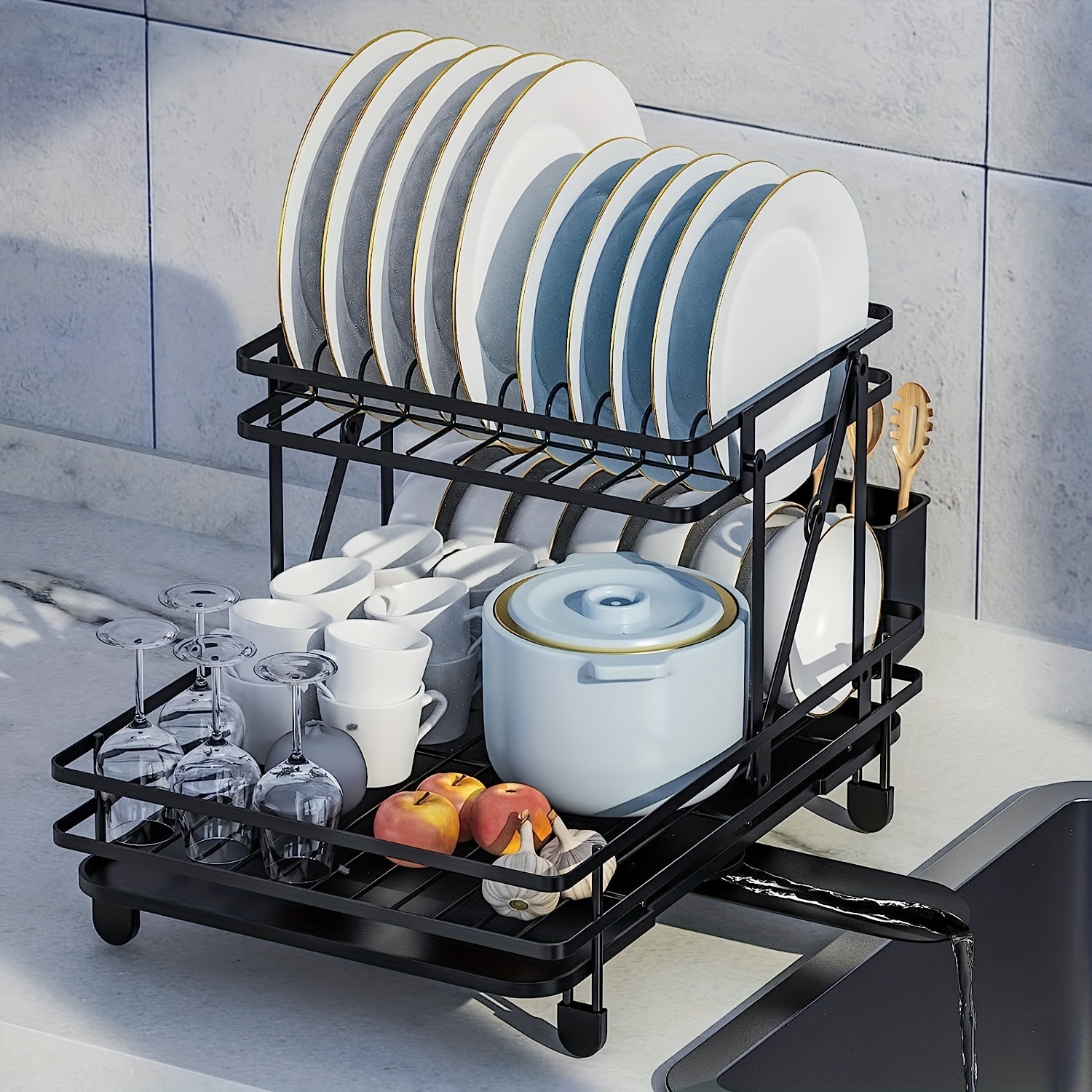 Over The Sink Foldable Drying Rack for Dishes: Kitchen Space Saver