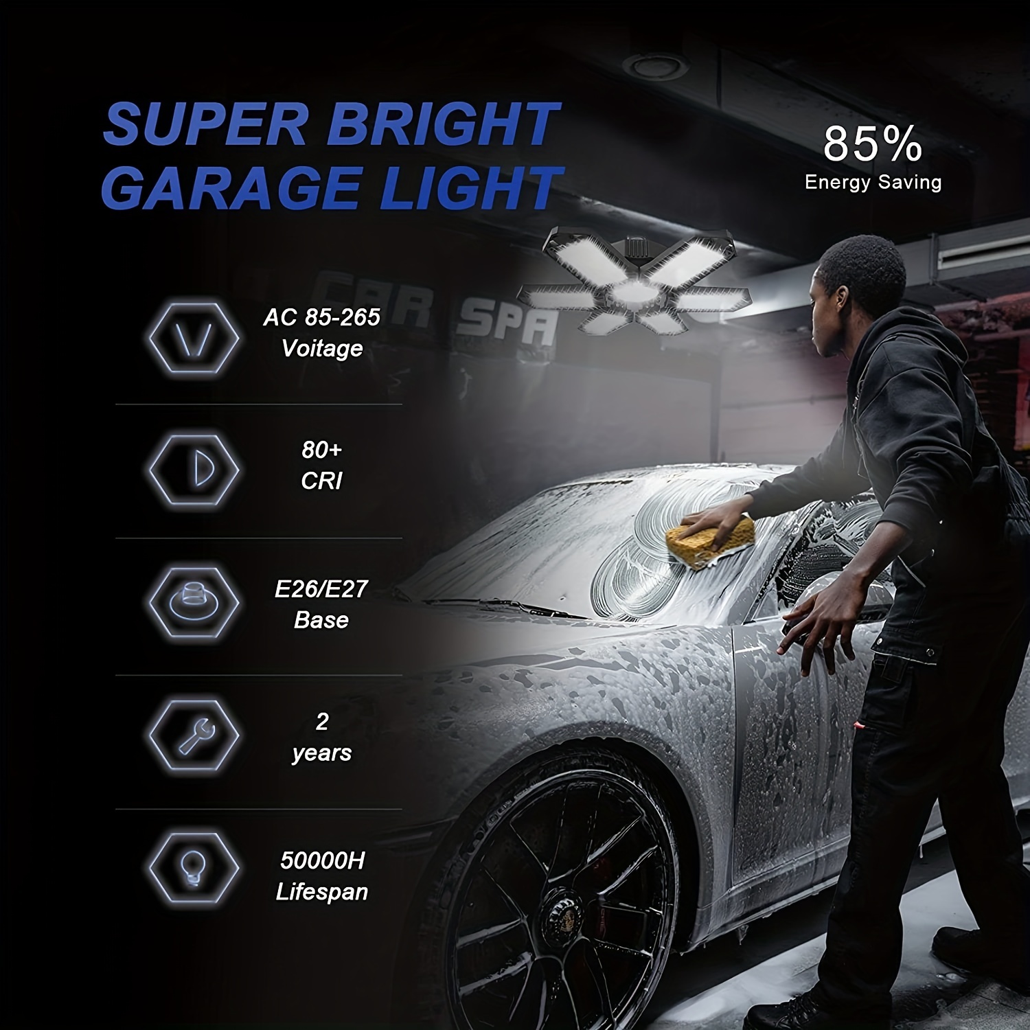 Led Garage Lights Super Bright Lighting With 6+1 Adjustable Panels For  Maximum Illumination! Temu Australia
