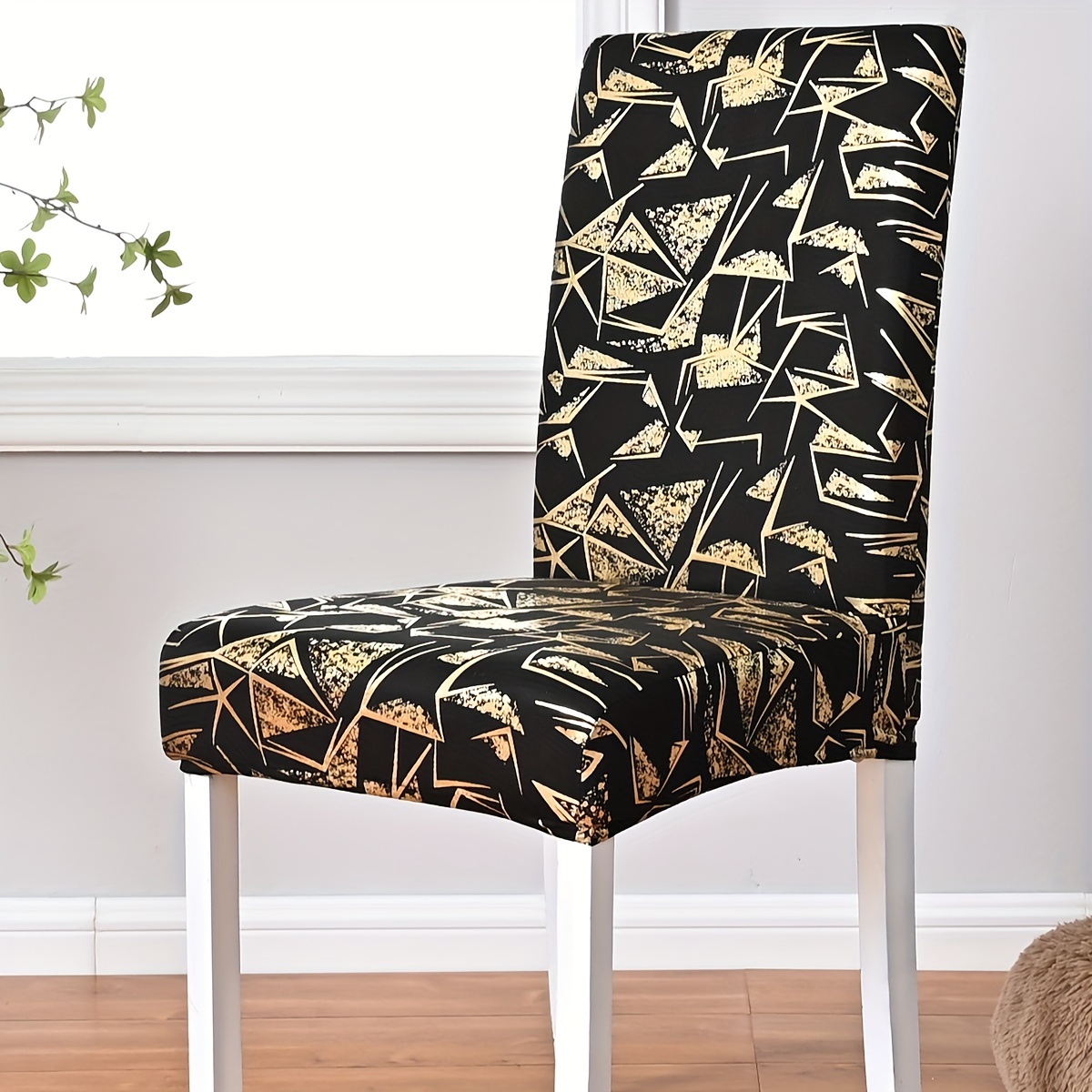 

4/6pcs Fiber Fabric Bronzing Chair Cover Dustproof Elastic Chair Slipcover For Living Room Office Home Decor