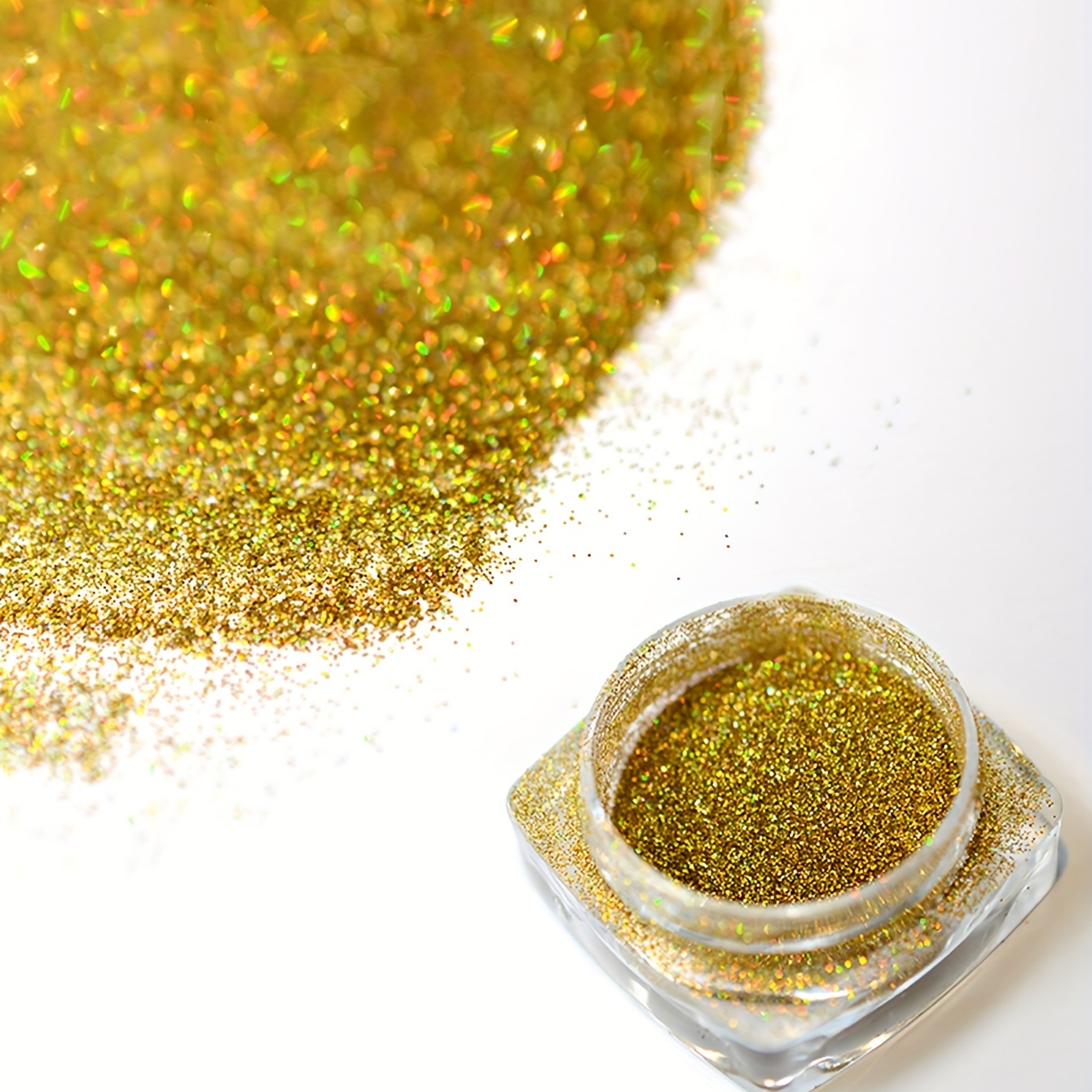 1 Case Solid Holographic Laser Powder Holo Golden - Temu