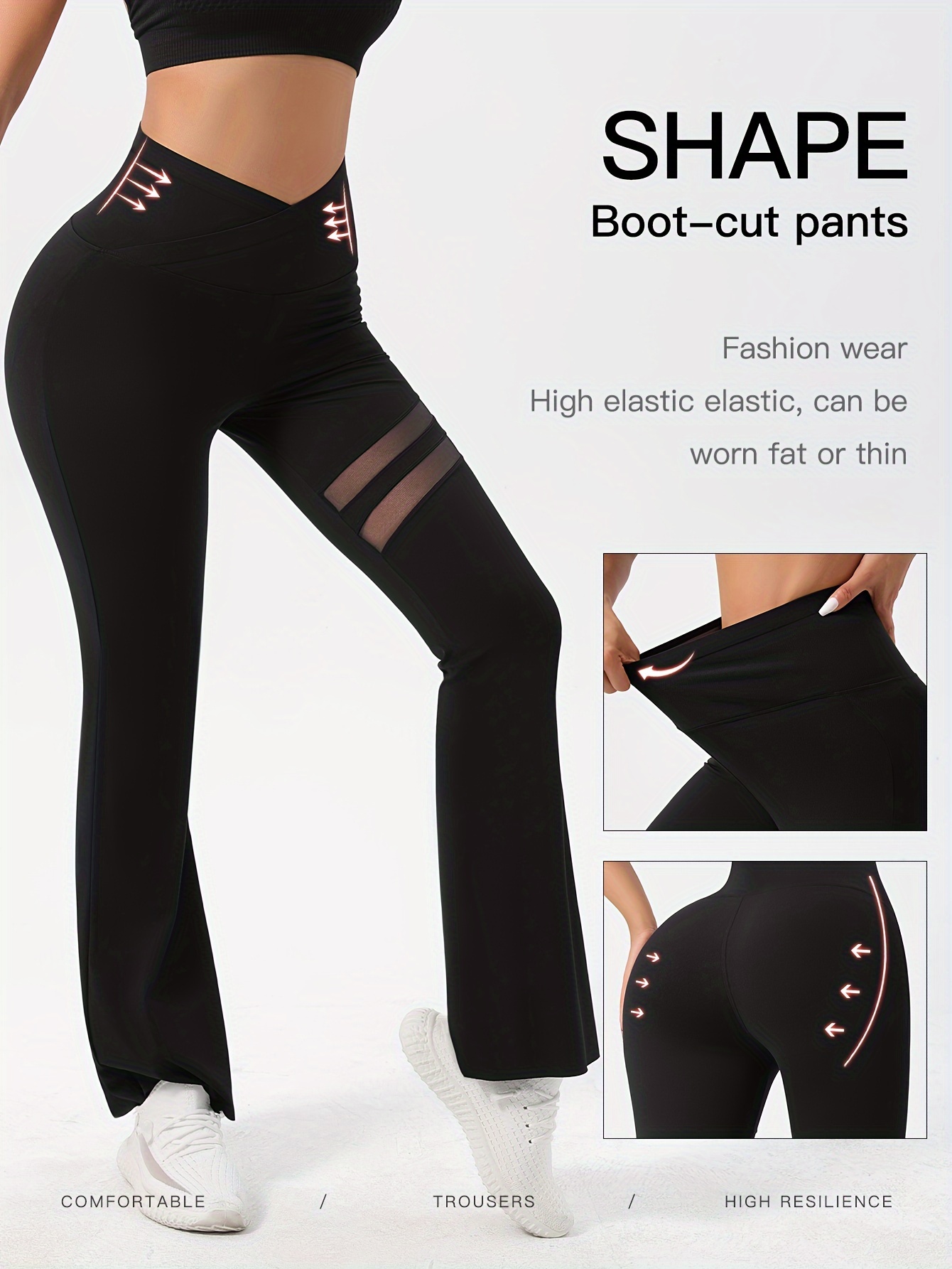 Women's Solid Pants Workout Leggings High Waist Pant Yoga Elastic Fashion  Pants Multi Pack Yoga Pants for Women