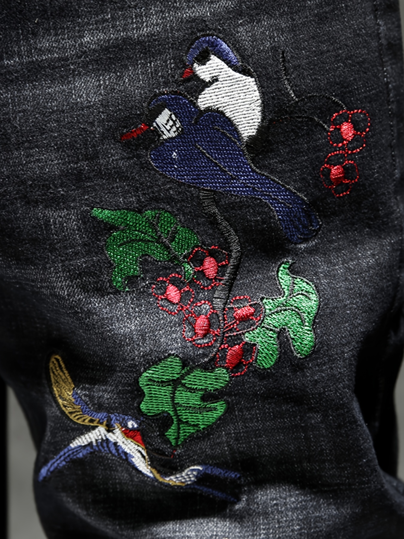 Men's Birds Embroidered Denim Jeans Trendy Slim Straight - Temu Japan