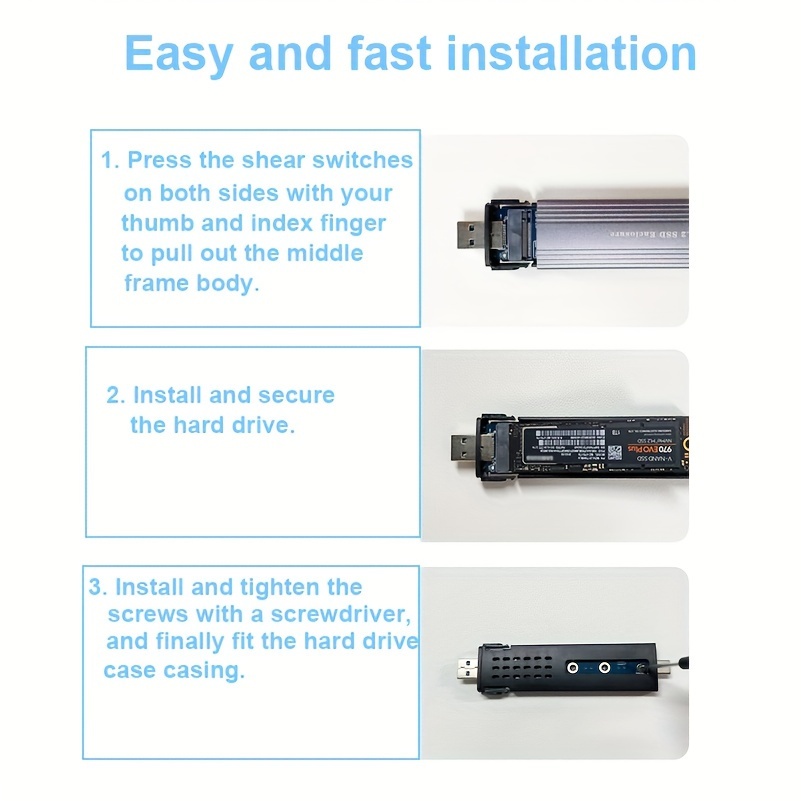 M.2 NVME SSD Enclosure, AGPTEK USB 3.1 Gen 2 to NVME PCI-E M-Key/B+M Key  Tool-Free M.2 Enclosure Support UASP for NVME SSD Size 2230/2242/2260/2280