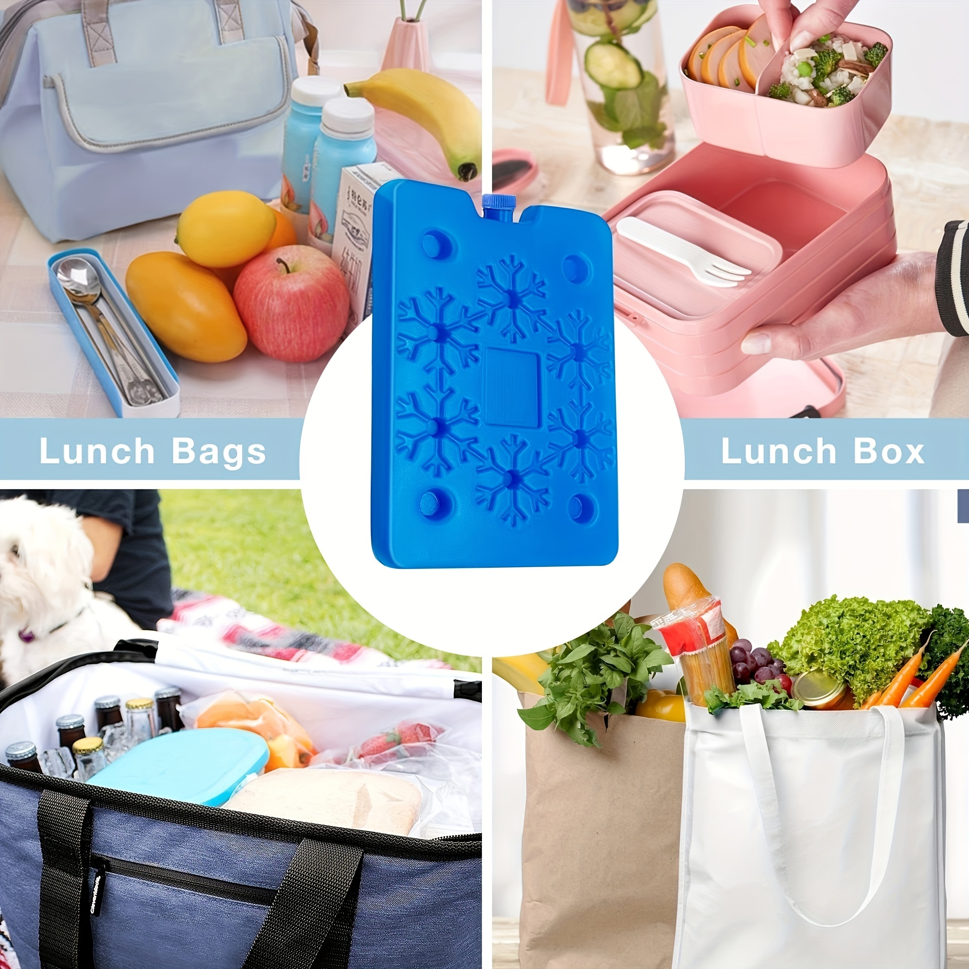 Ice Pack For Lunch Box - Reusable, Long Lasting, Cold Freezer Packs For  Coolers, Beach Bags, Large Lunch Bags & Tote-s To Keep Food Fresh
