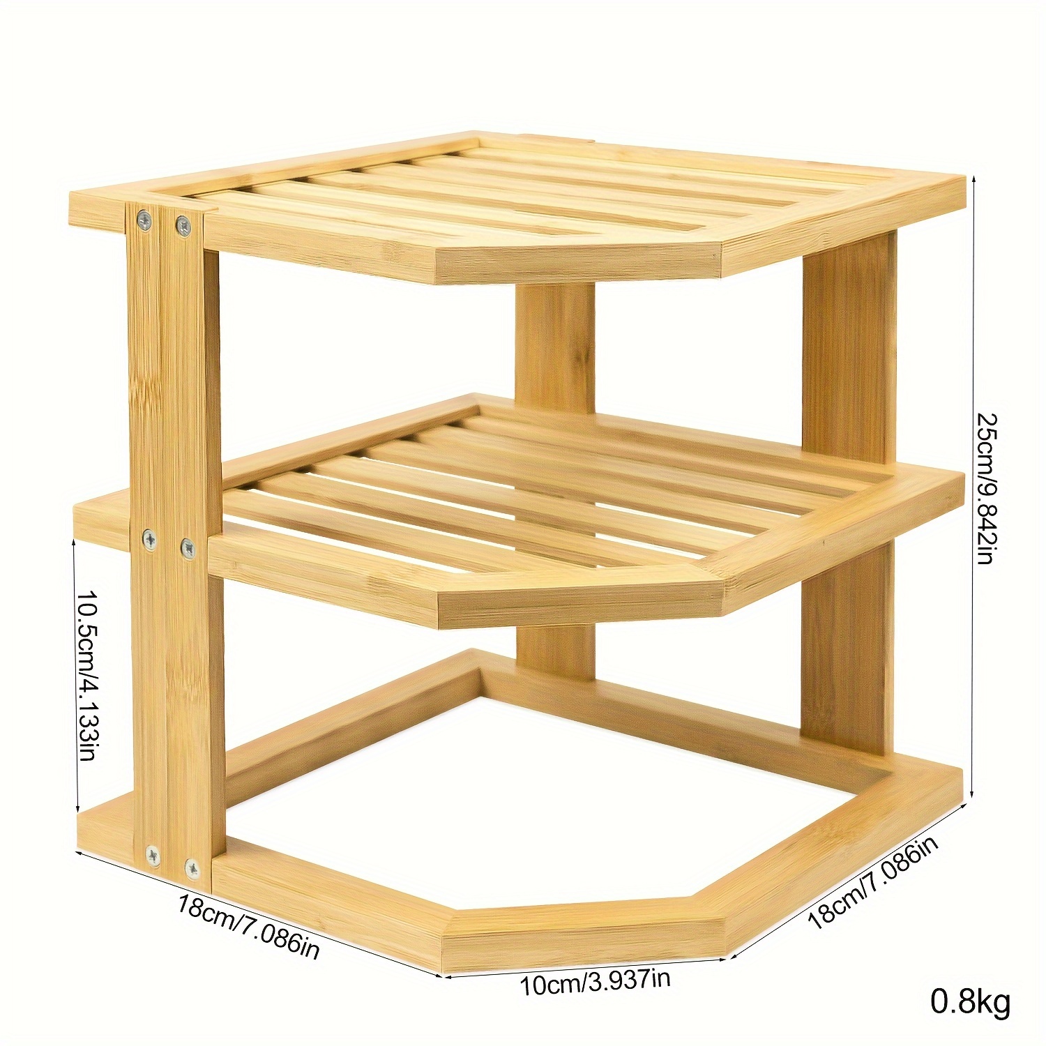 1pc 3-layer Bamboo Corner Shelf, Kitchen Cabinet Organizer Storage Rack,  Dish Rack For Kitchen