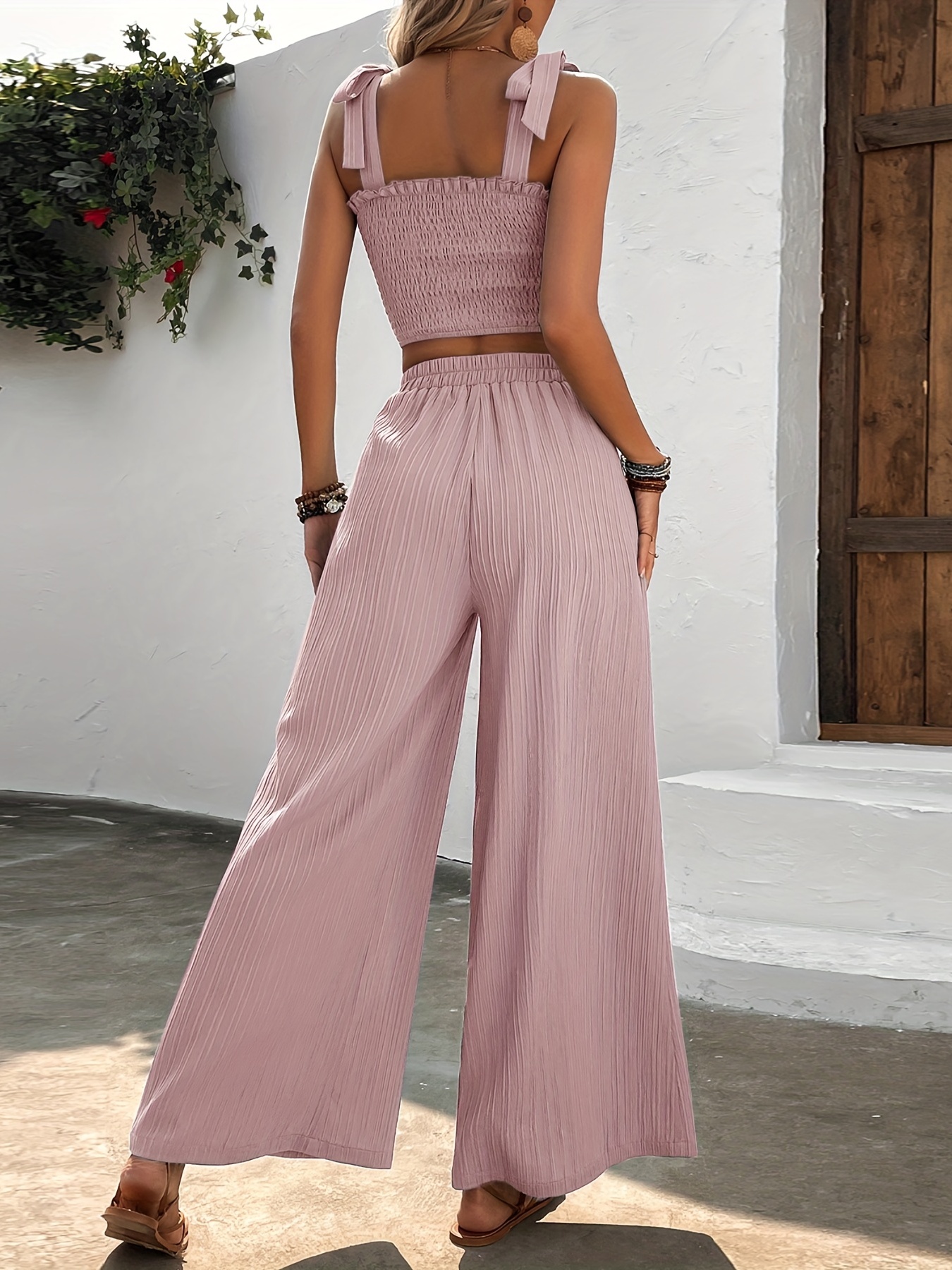  XUNDER Women's Elegant 2 Piece Outfits Camis Top Wide Leg  Trousers Casual Sets : Clothing, Shoes & Jewelry