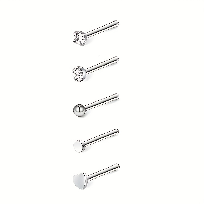 Stainless Steel Nose Rings Simple Cubic Zirconia Nose Studs Temu Australia