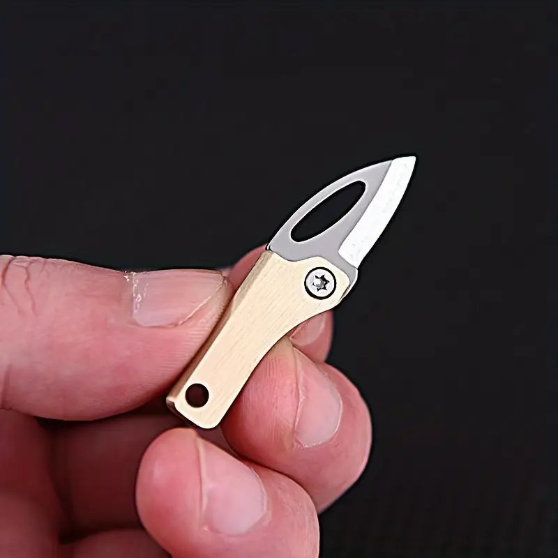 Mini Magnetic Knife Keychain Bronze Key Chain Ring Edc Box Cutter