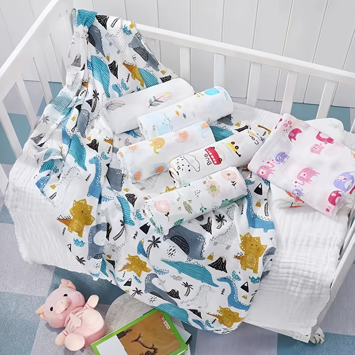 100% Cotton Baby Muslin Swaddle Blankets, 3 Pack Set
